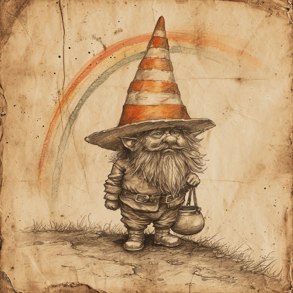 Leprechaun with Traffic Cone and Pot