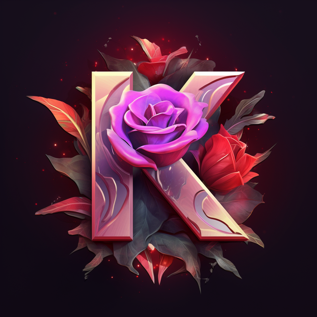 Esports logo with letter K and rose