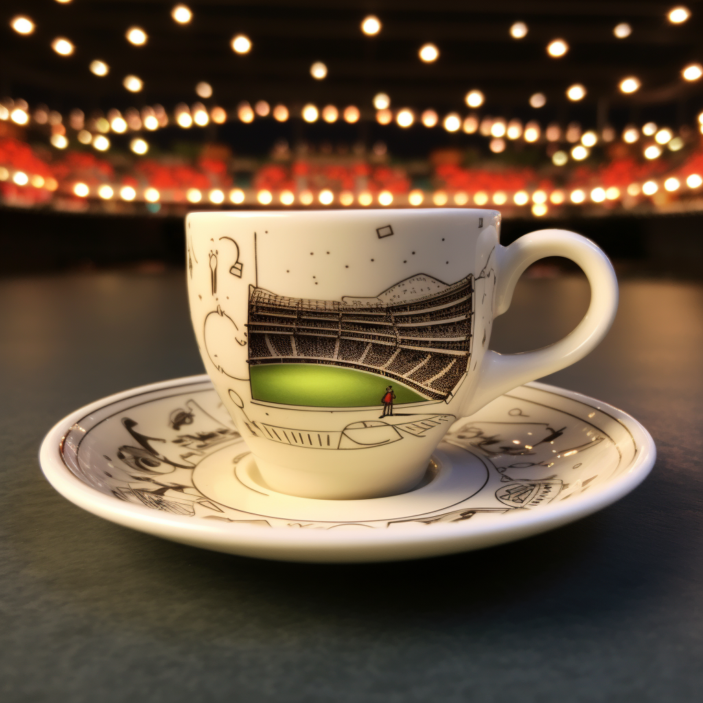 Tennis stadium lights inside espresso cup