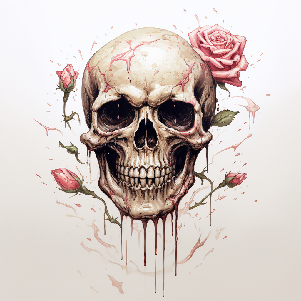 Skull with Rose Tattoo Traces