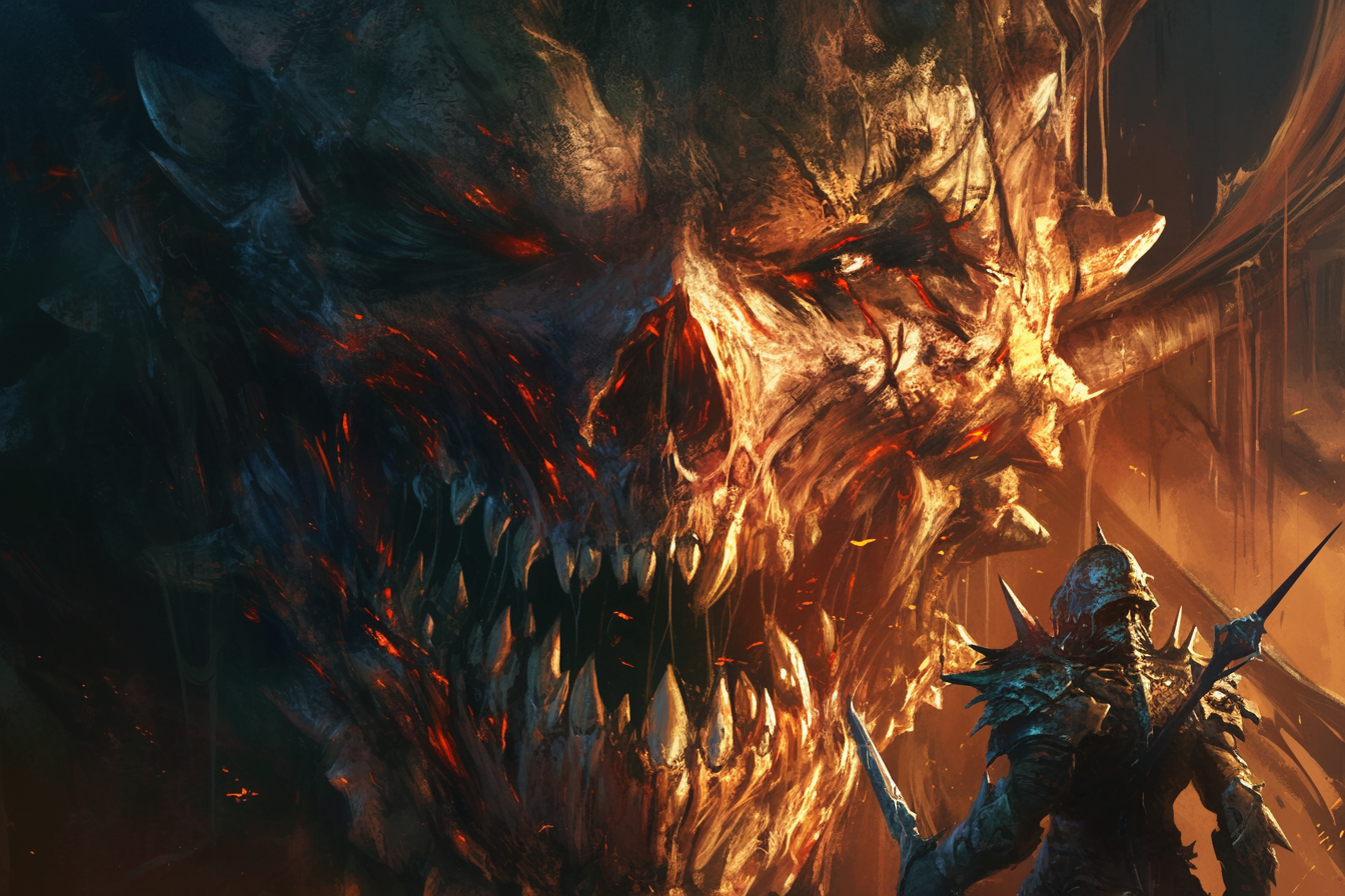 Evil monster with skull head