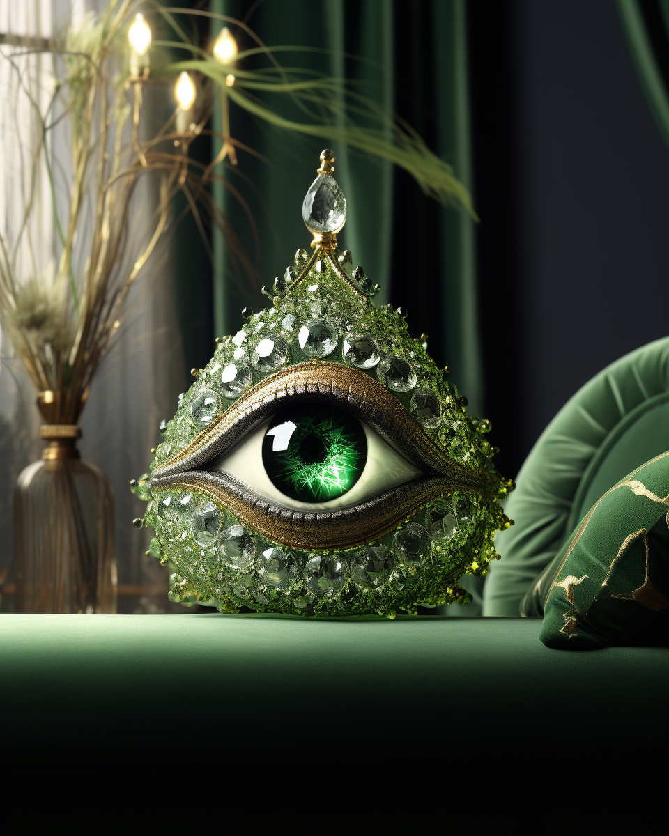 Eye Decor with Dark Green Gems