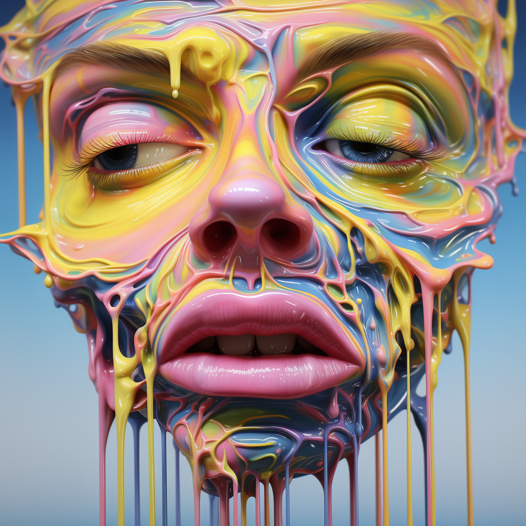 Psychedelic face melting acid trip