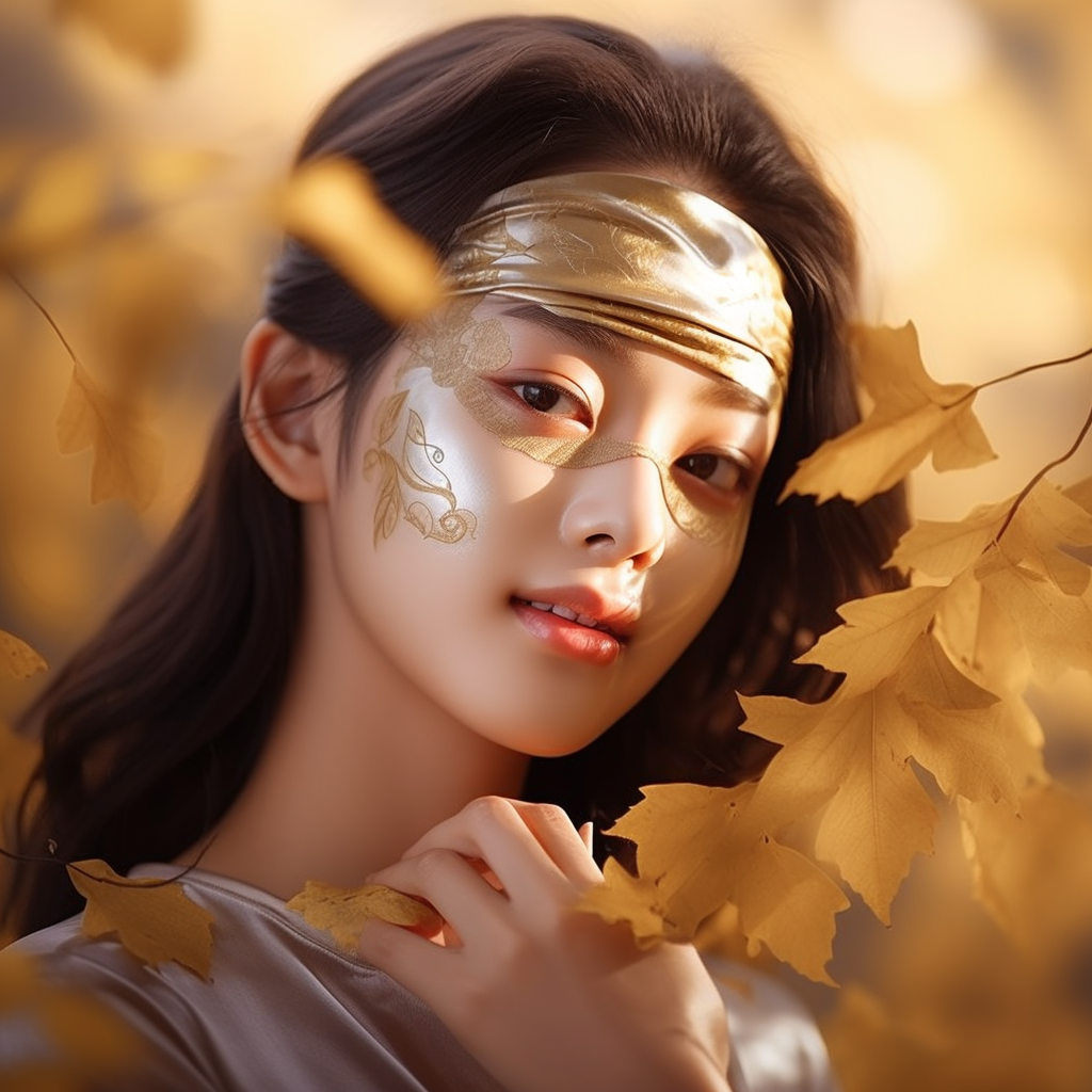 Asian girl applying facial mask