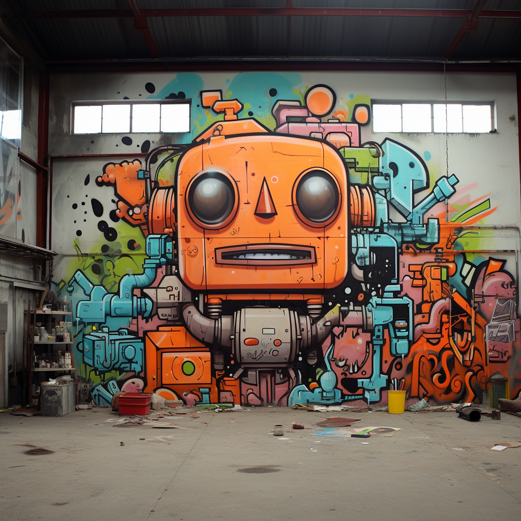 Vibrant graffiti art on factory wall