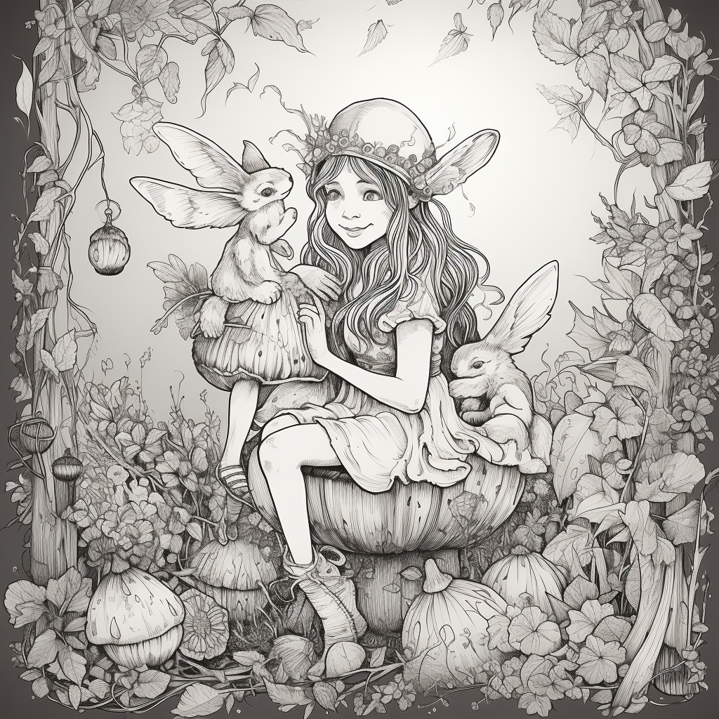 Fairy and gnome coloring page