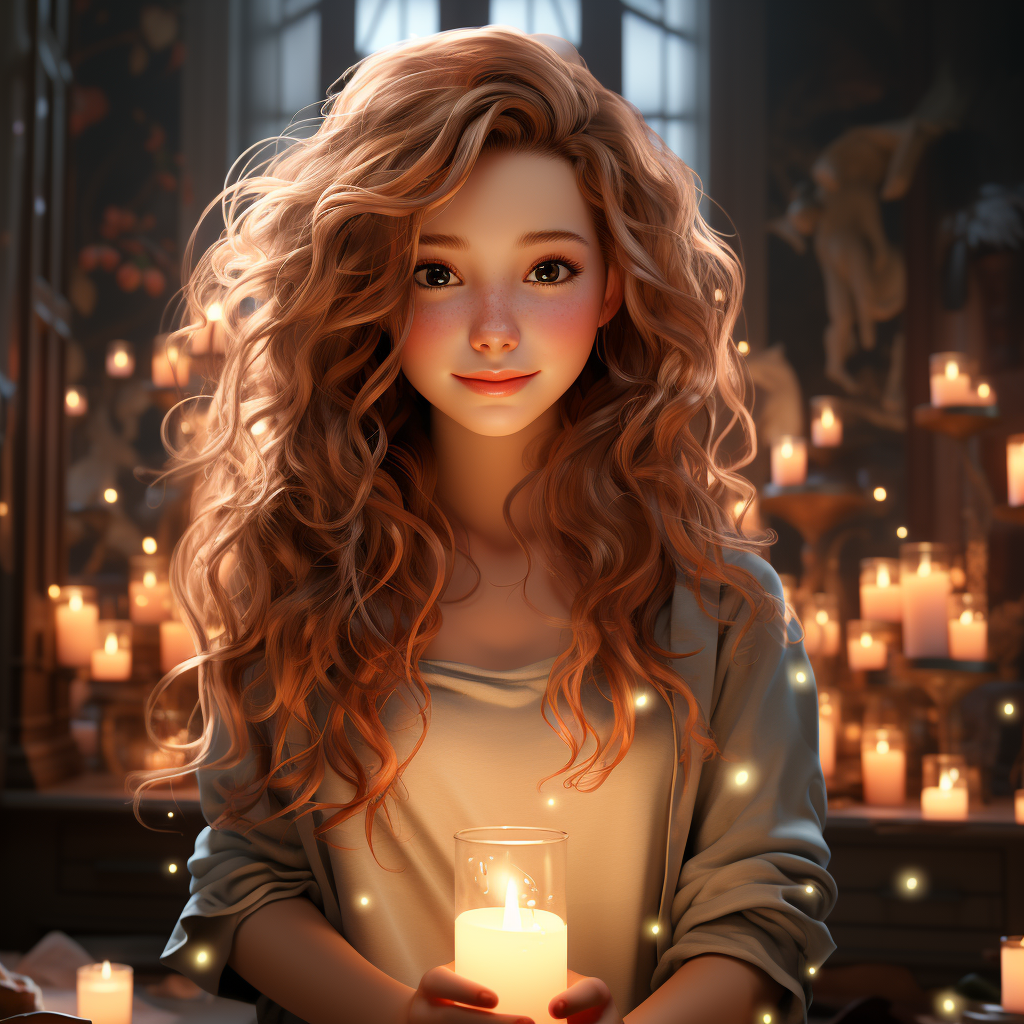 Charming fairy tale character with a candle