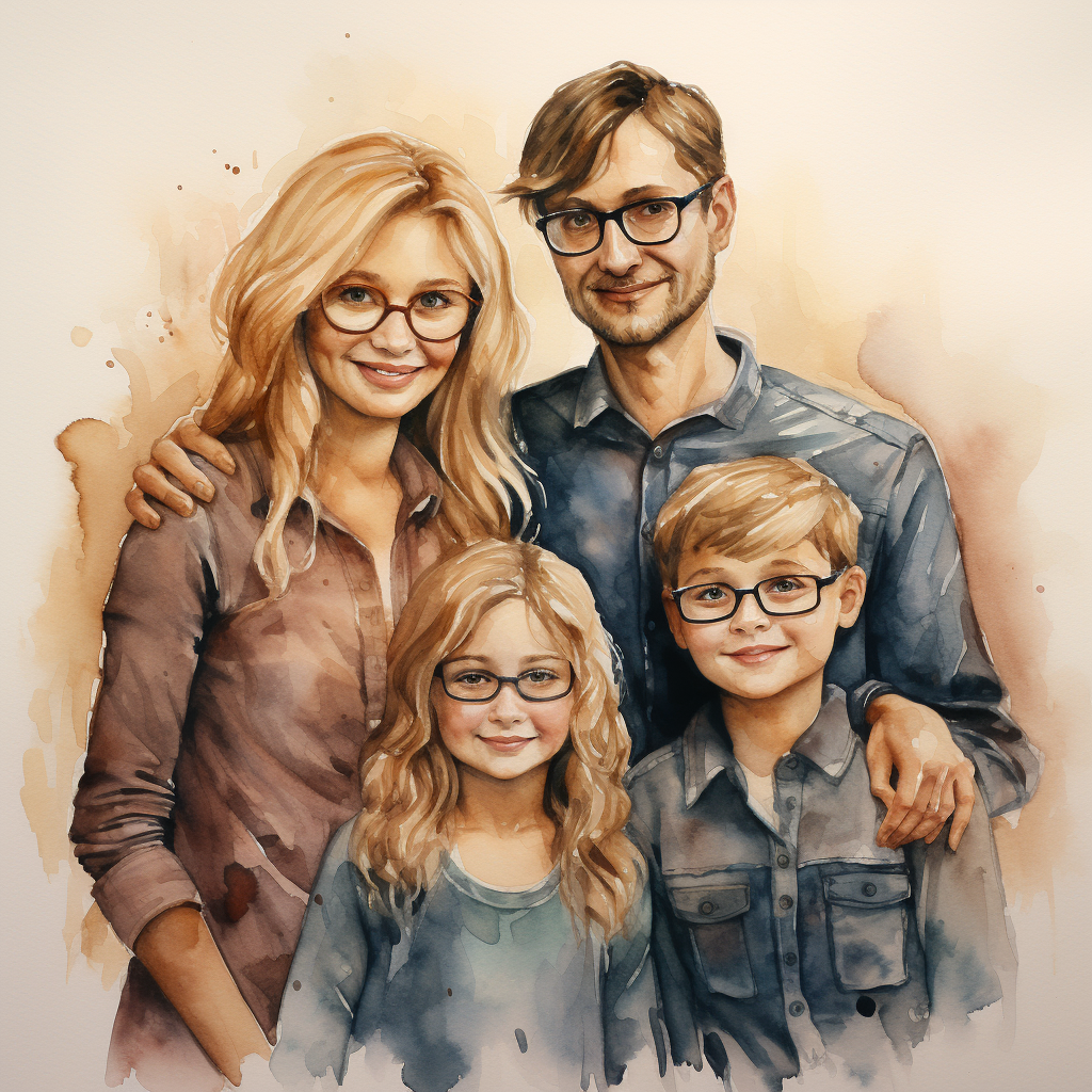 Happy family enjoying watercolor painting