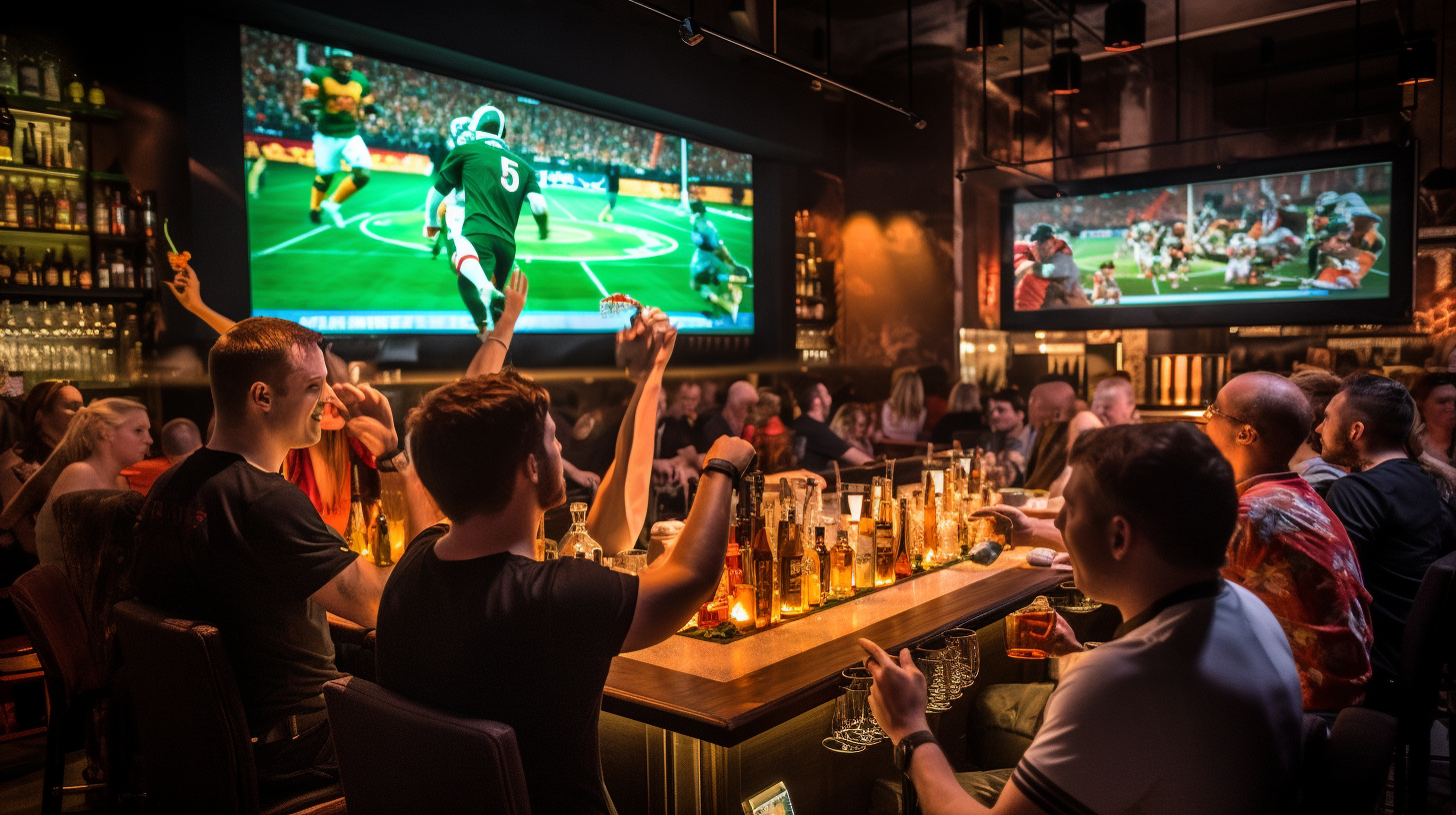 German fans cheering at fan zone bar