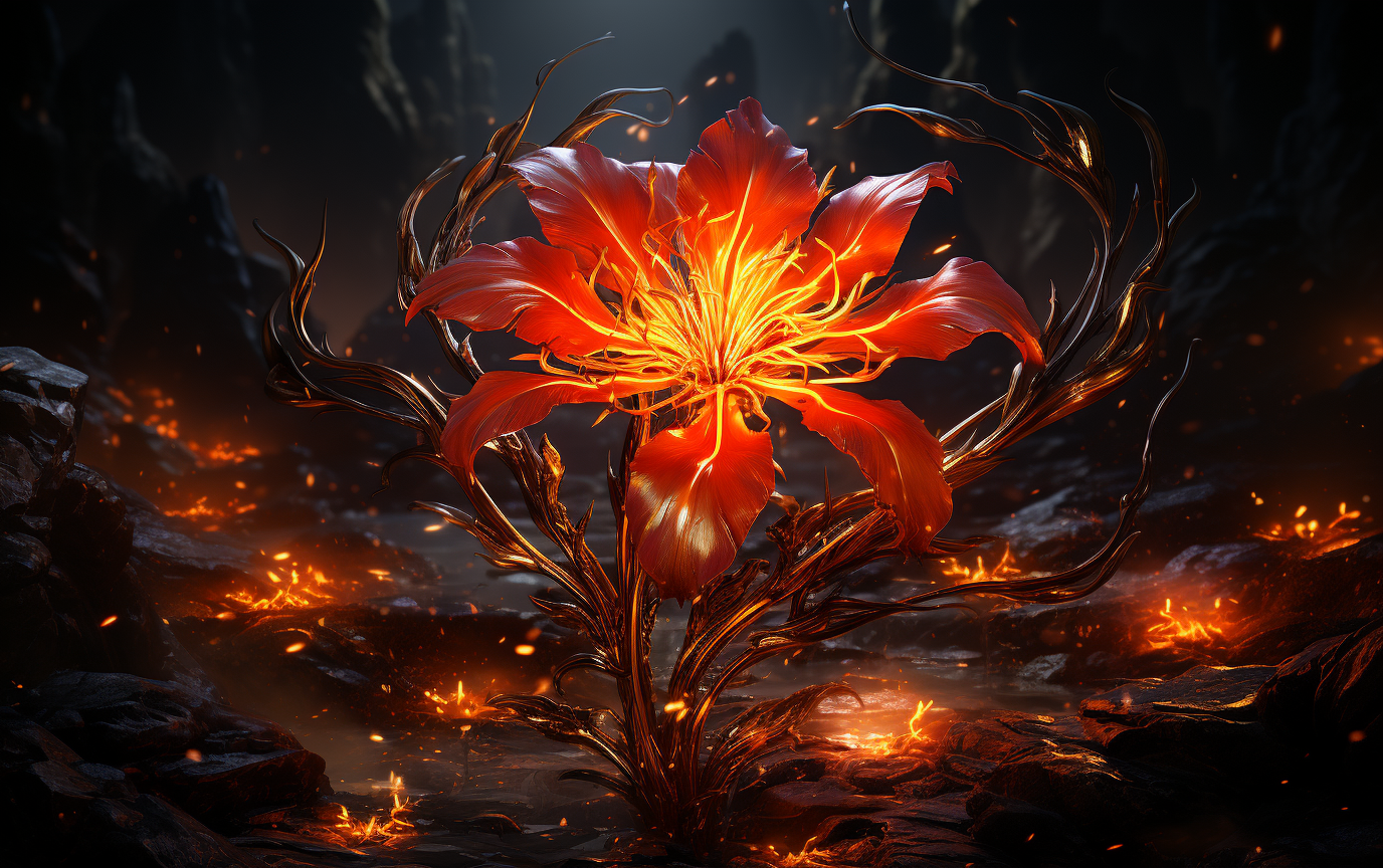 Vibrant fire flower in stylized art