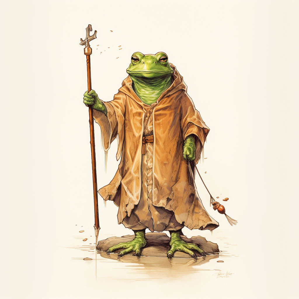 Illustration of a Frog Wizard with Staff