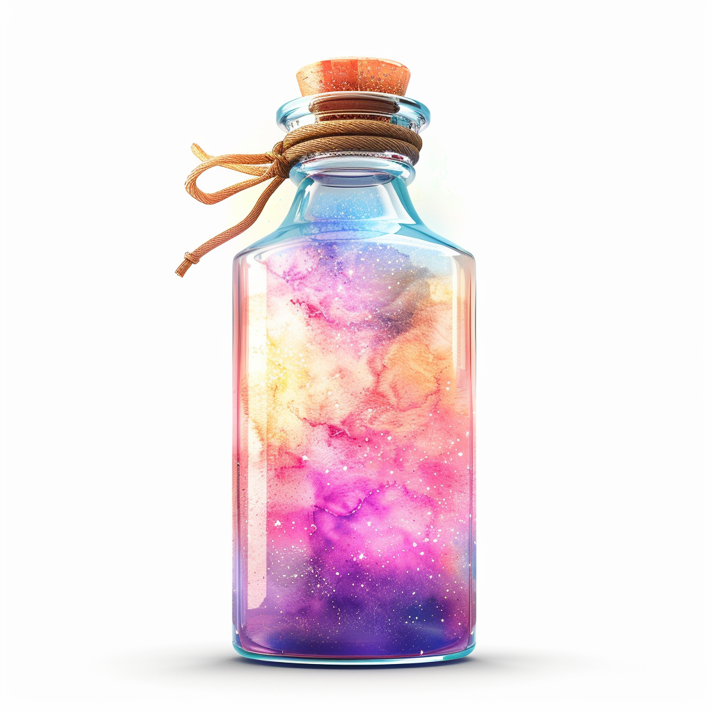 fantasy elixir potion white background