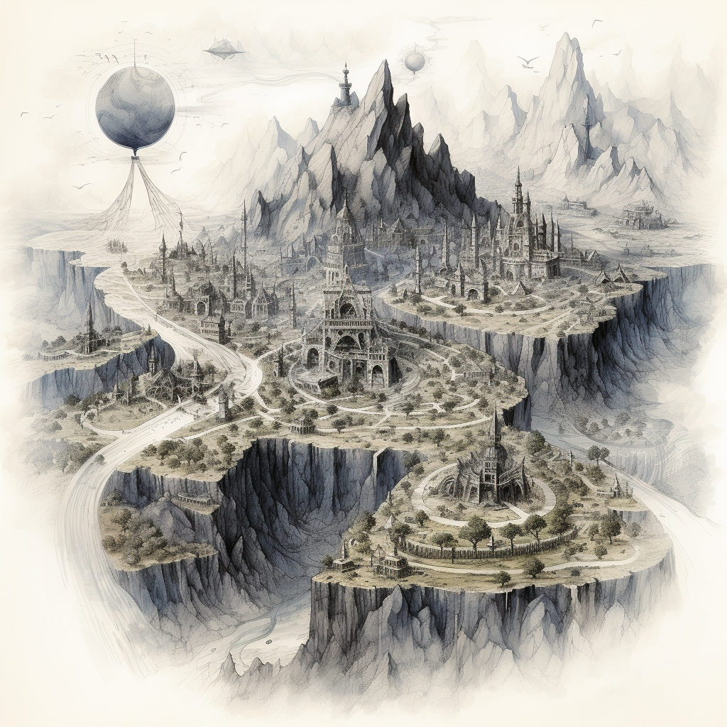 Detailed sketch of fantasy city map