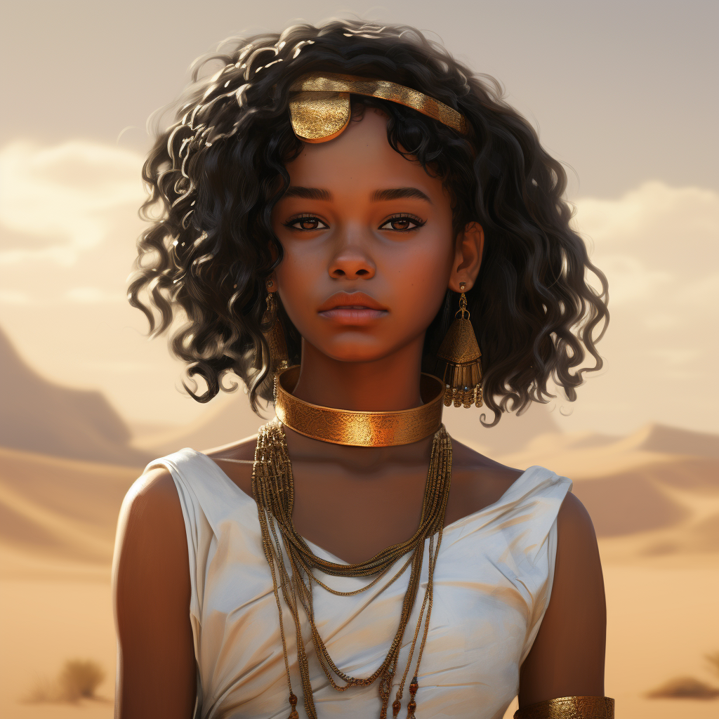 Young girl in fantasy desert