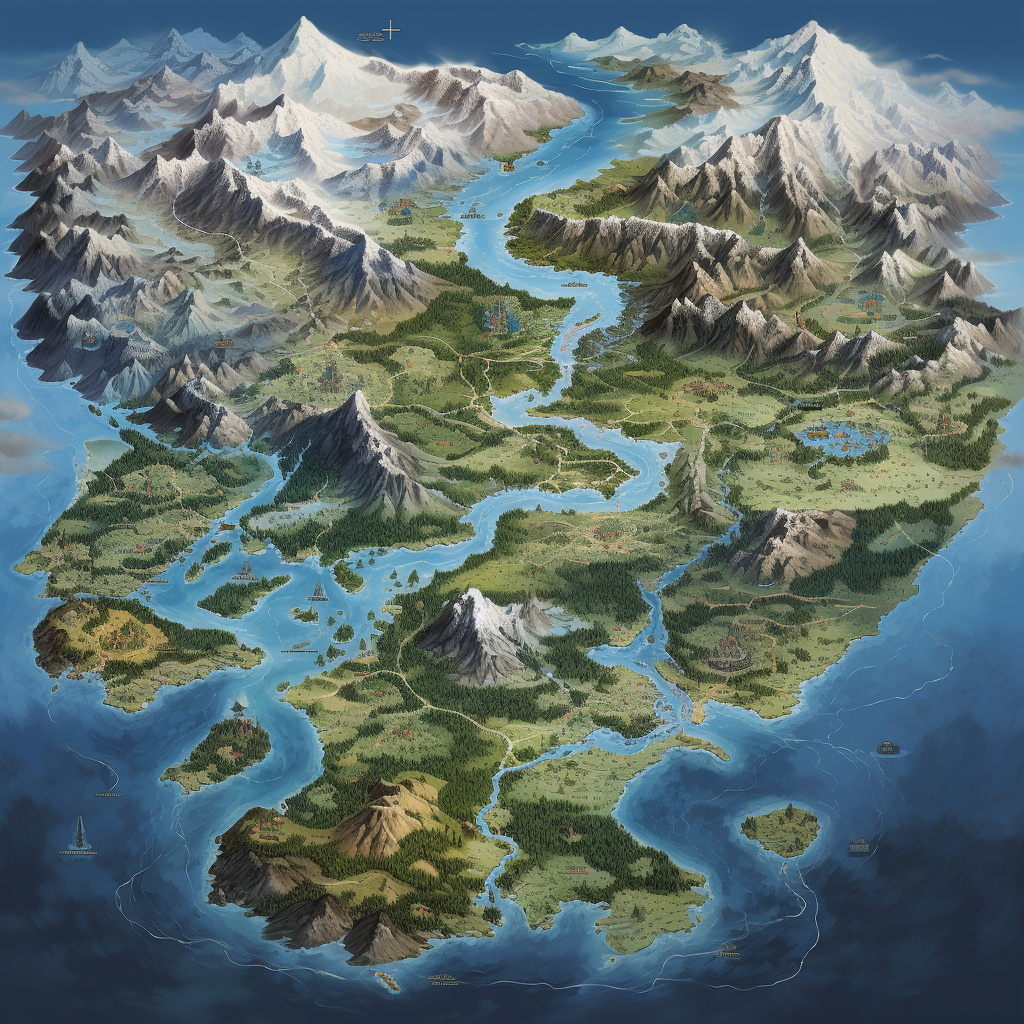 Beautiful Fantasy Parchment Map Illustration