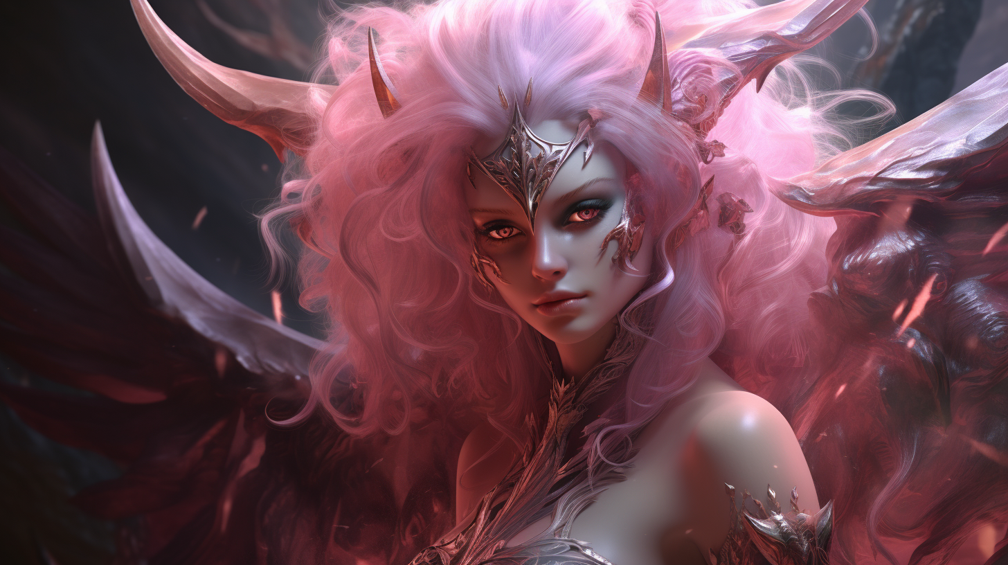 Highly detailed pink ethereal demon