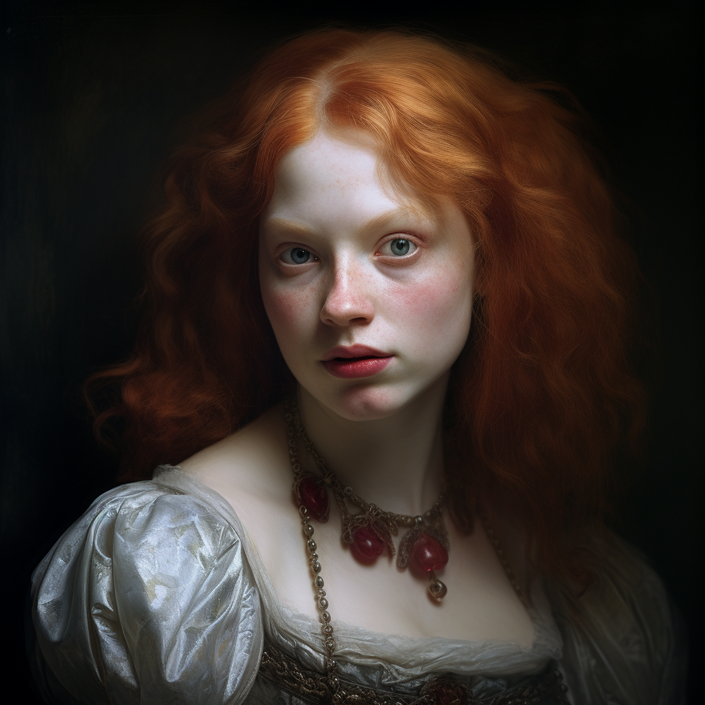 Fantasy Princess Portrait with Red Hair and Glowing Red Eyes