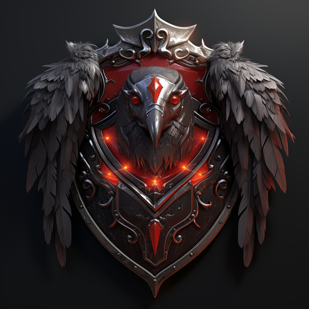 Ravenhead Shield with Glowing Red Gem Eyes