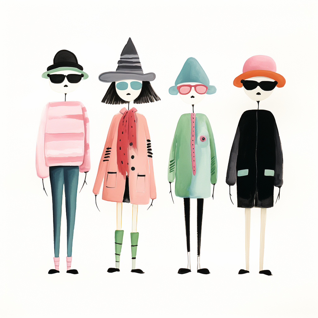 Fashionable little monsters illustration