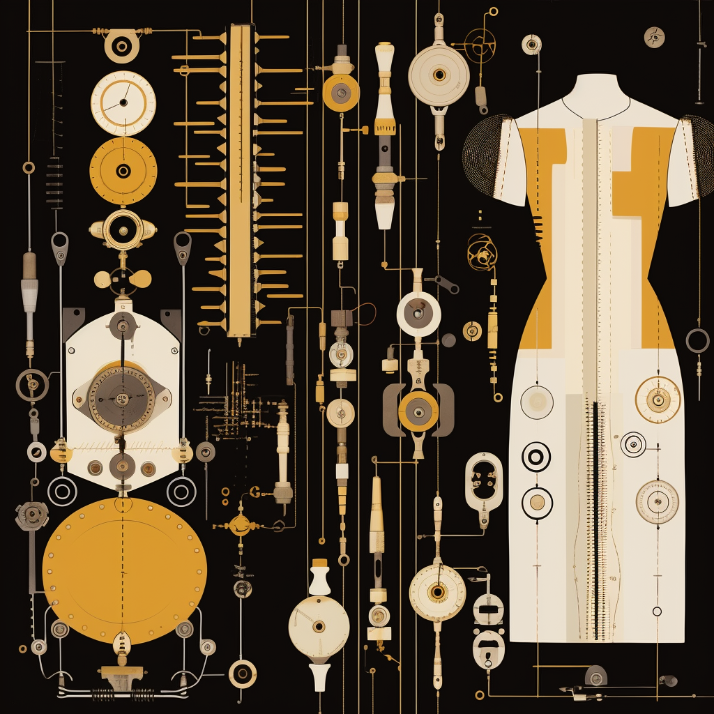 Minimalist industrial textile pattern with nuts and bolts