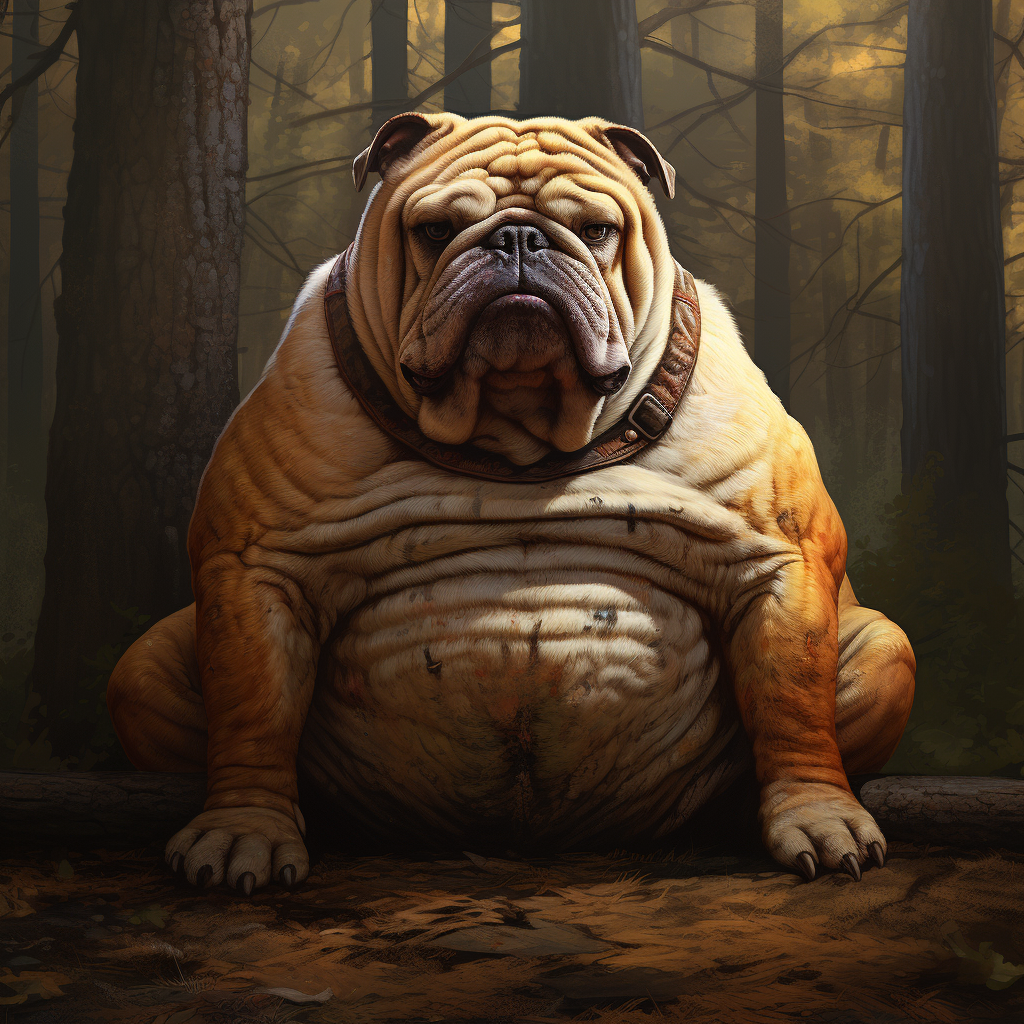 Cute bulldog with a hefty build