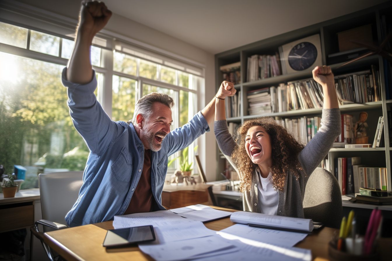 Father and Daughter High-Fiving with Pride