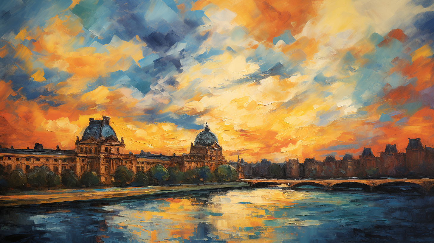 Fauvism Renoir-style Oil Painting of the Louvre