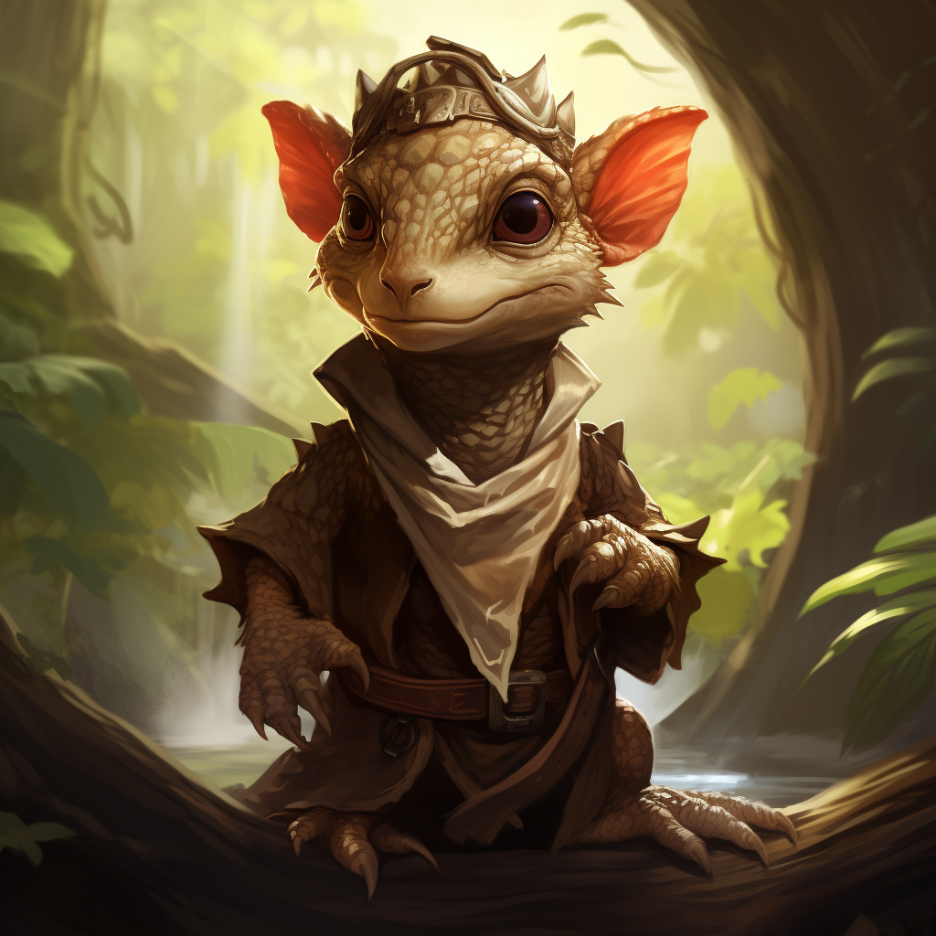 Adorable female baby kobold without ears