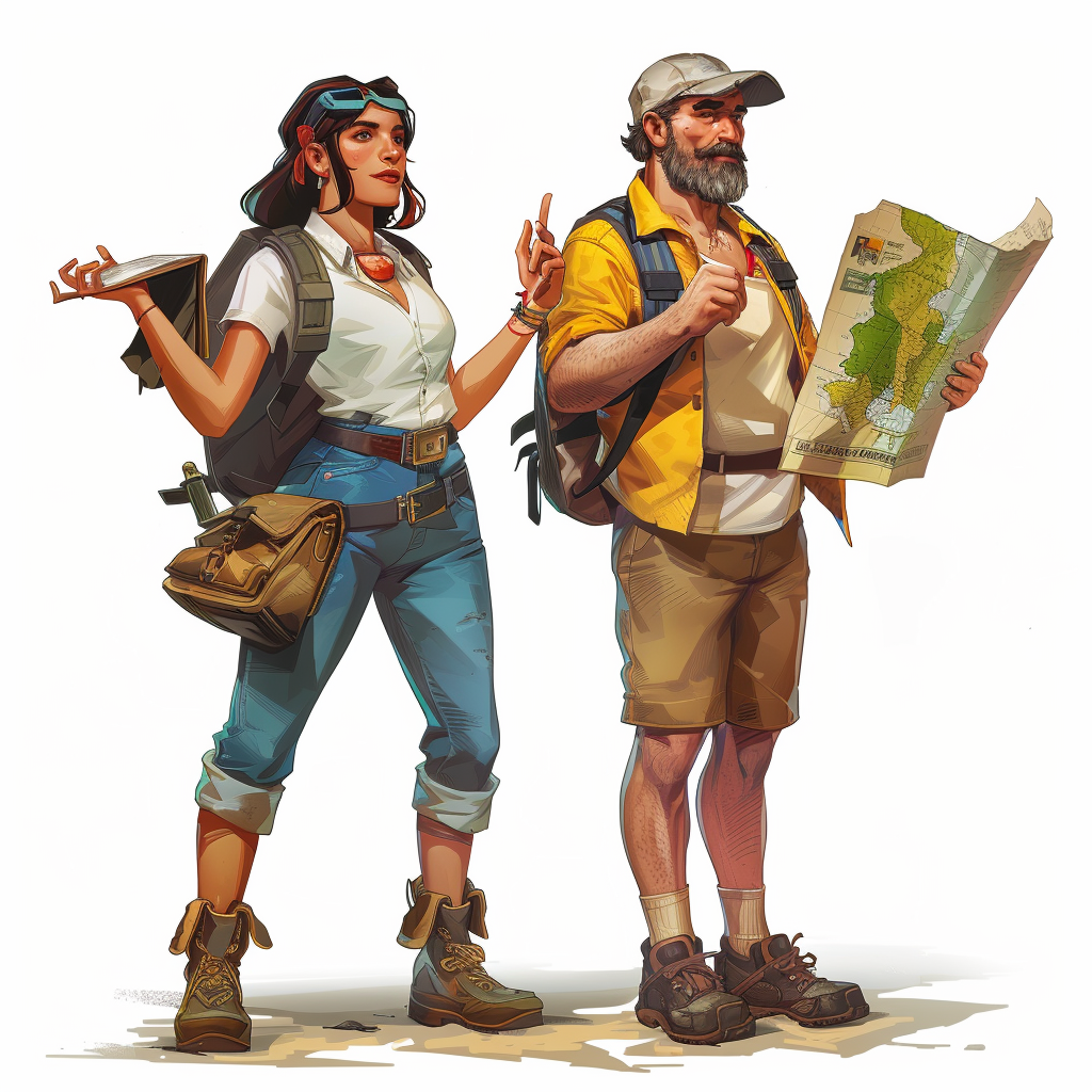 Female male tourism guides illustration