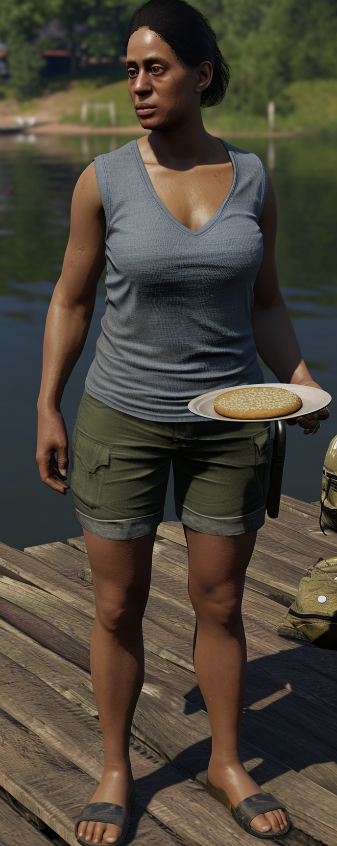 Portrait of female rescue service having lunch break