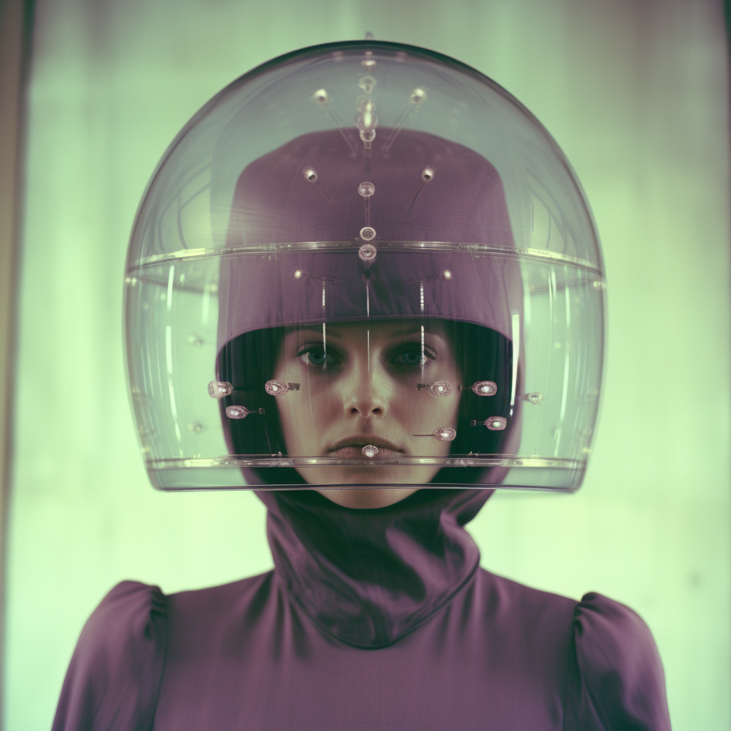 Old Photograph of Female Robot with Glass Dome