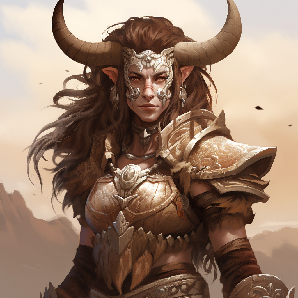 Female Tauren Minotaur wearing leather armor