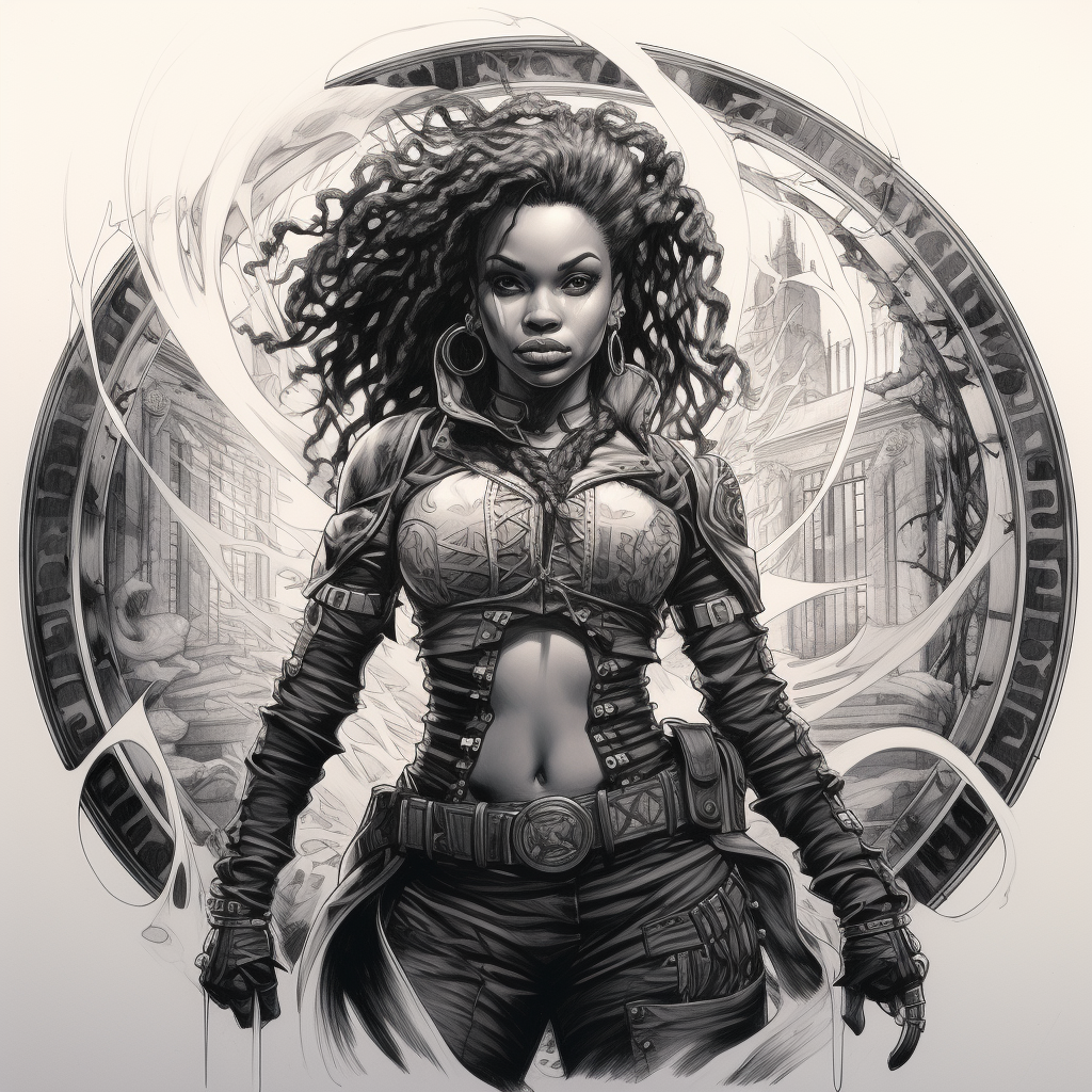 Detailed Character Illustration of Female Warrior