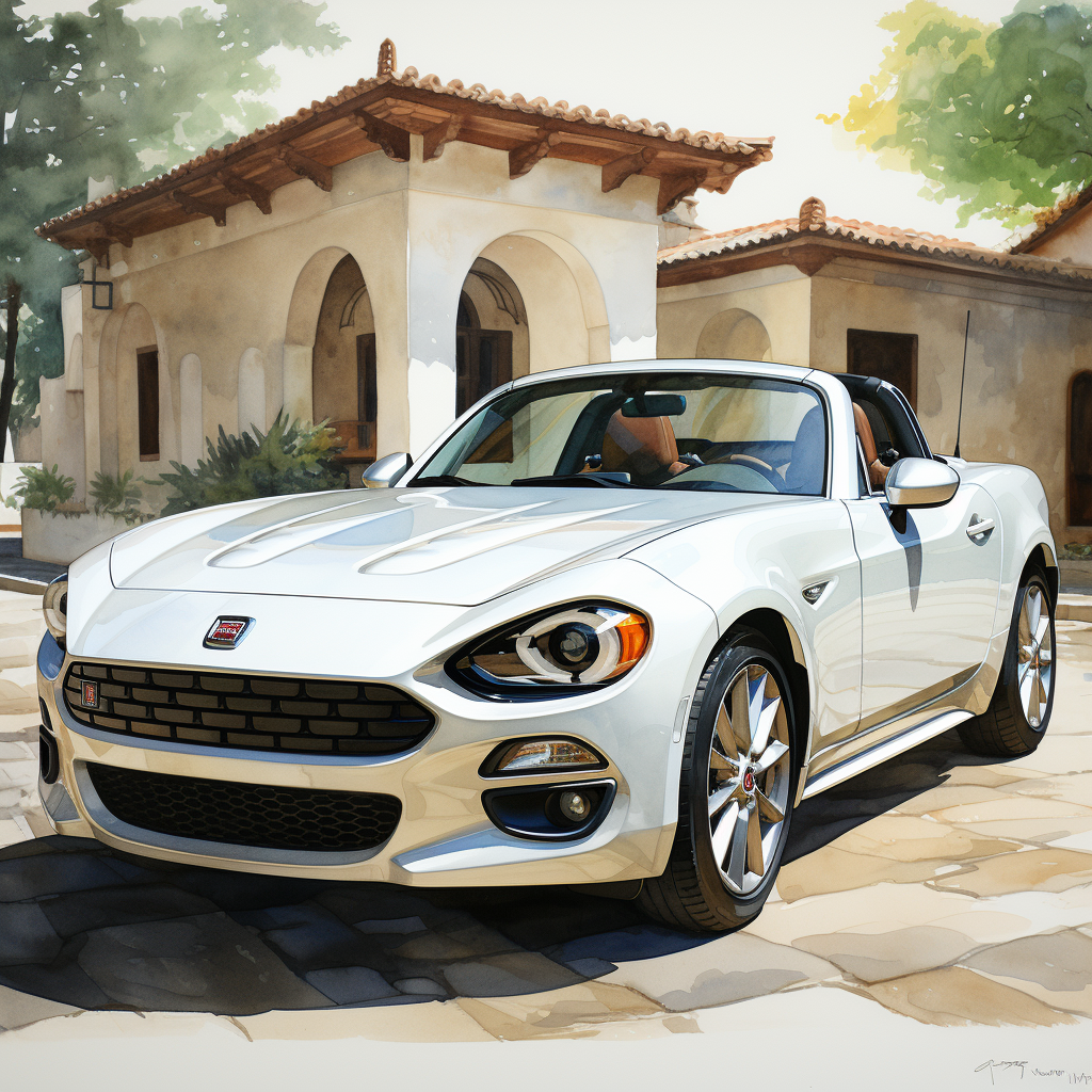 Fiat 124 Spider Watercolor Art