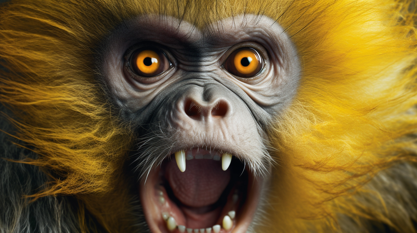 Close-up of Primate with Fierce Expression