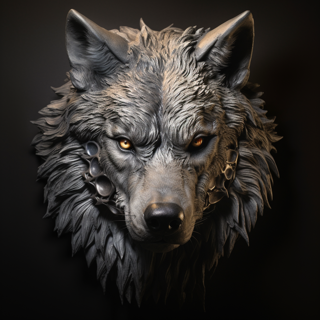 Wolf Head with Fierce Demeanour