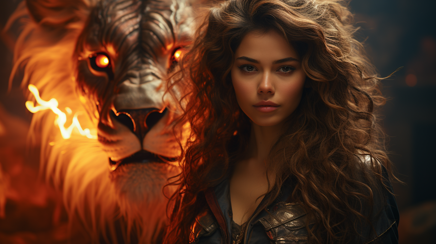 Woman with Fire Lion Spirit