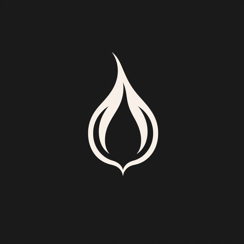 Black and white logo of fire