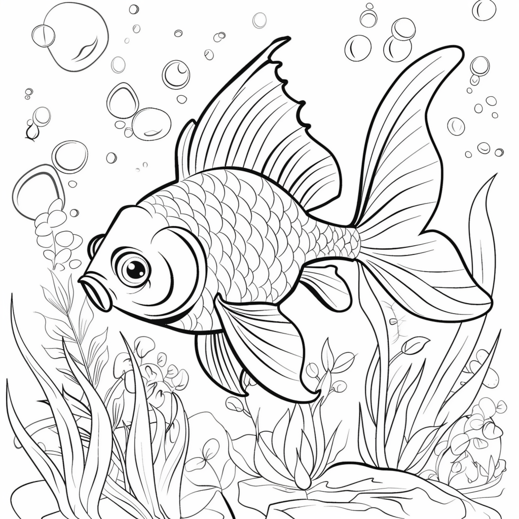 Fish coloring page for kids