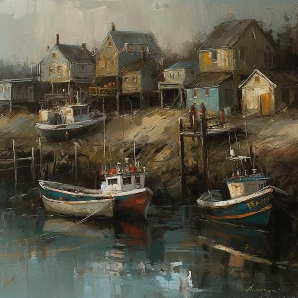 Picturesque fishing village with docking for boats