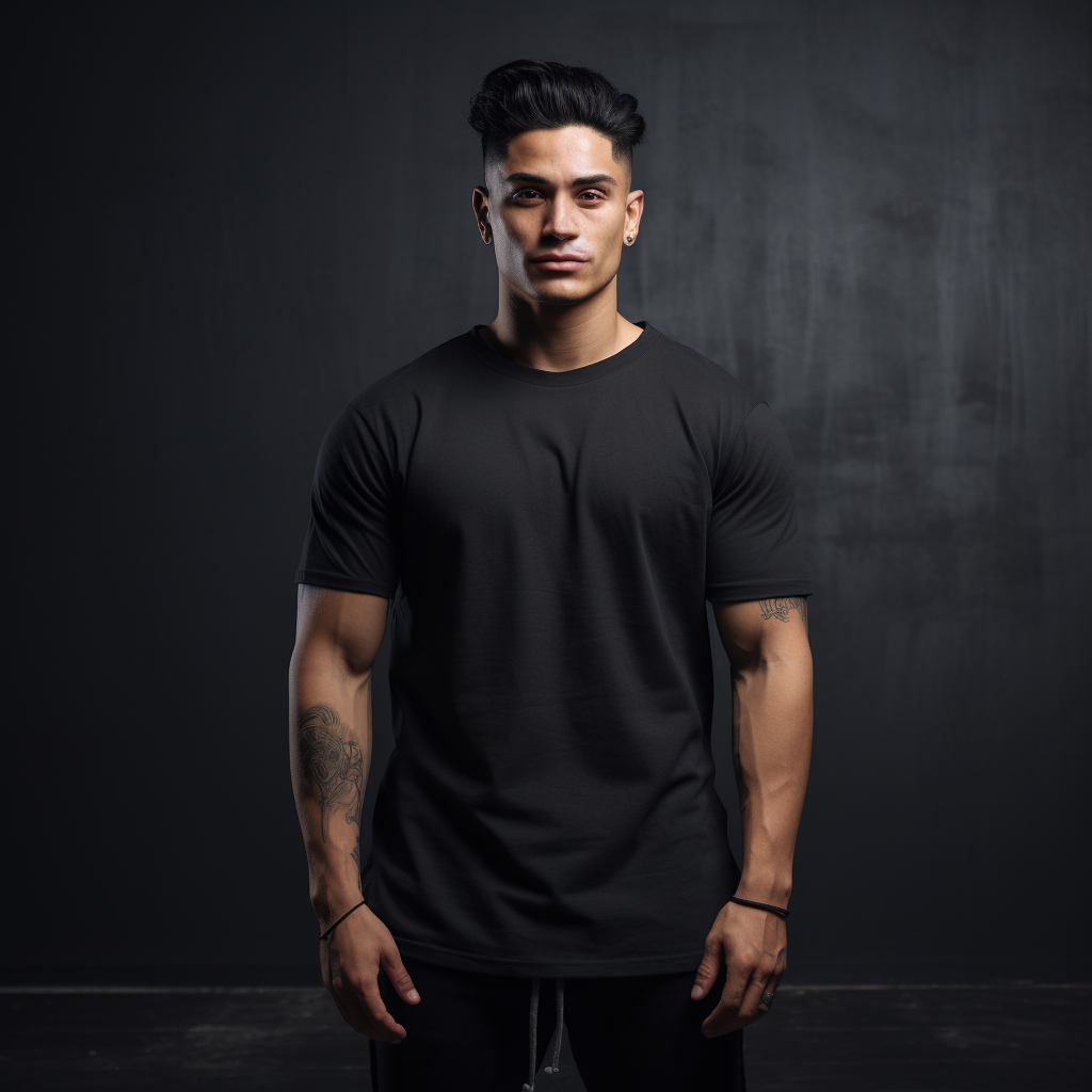 Fitness influencer wearing oversized black t-shirt