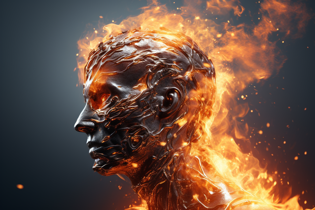 3D Render of Flames Burning Head