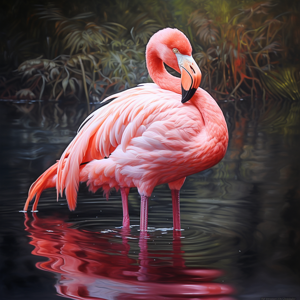 Beautiful flamingo oil painting