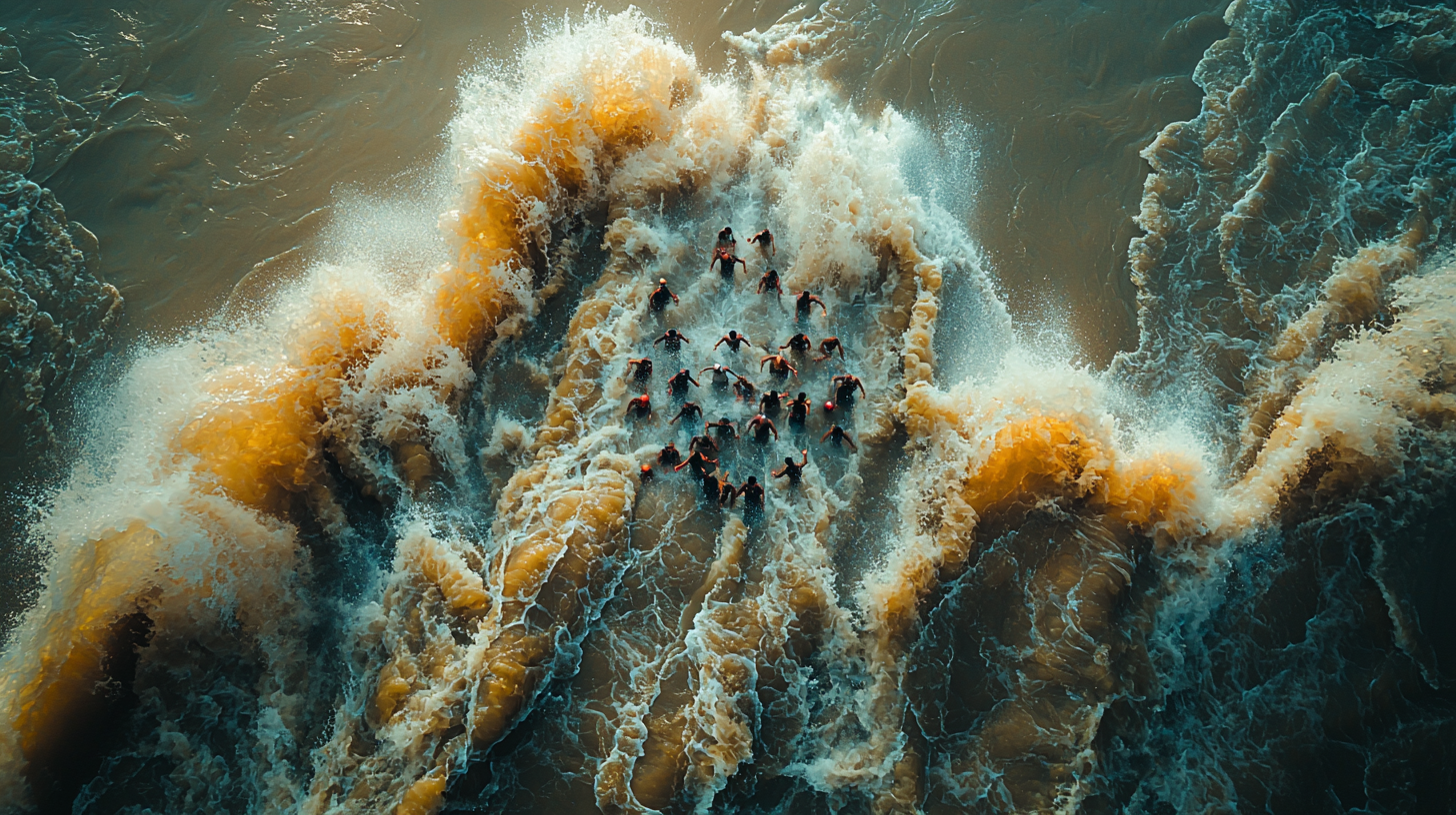 People in Raging Floodwaters