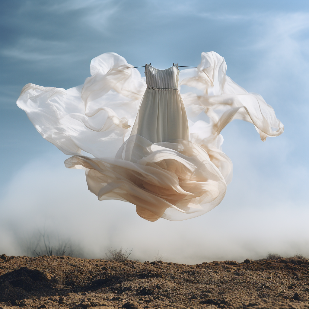 Fashionable garment floating gracefully