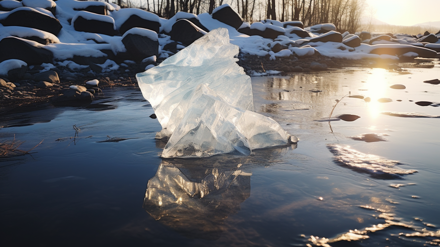 Cracking chunk of floating ice