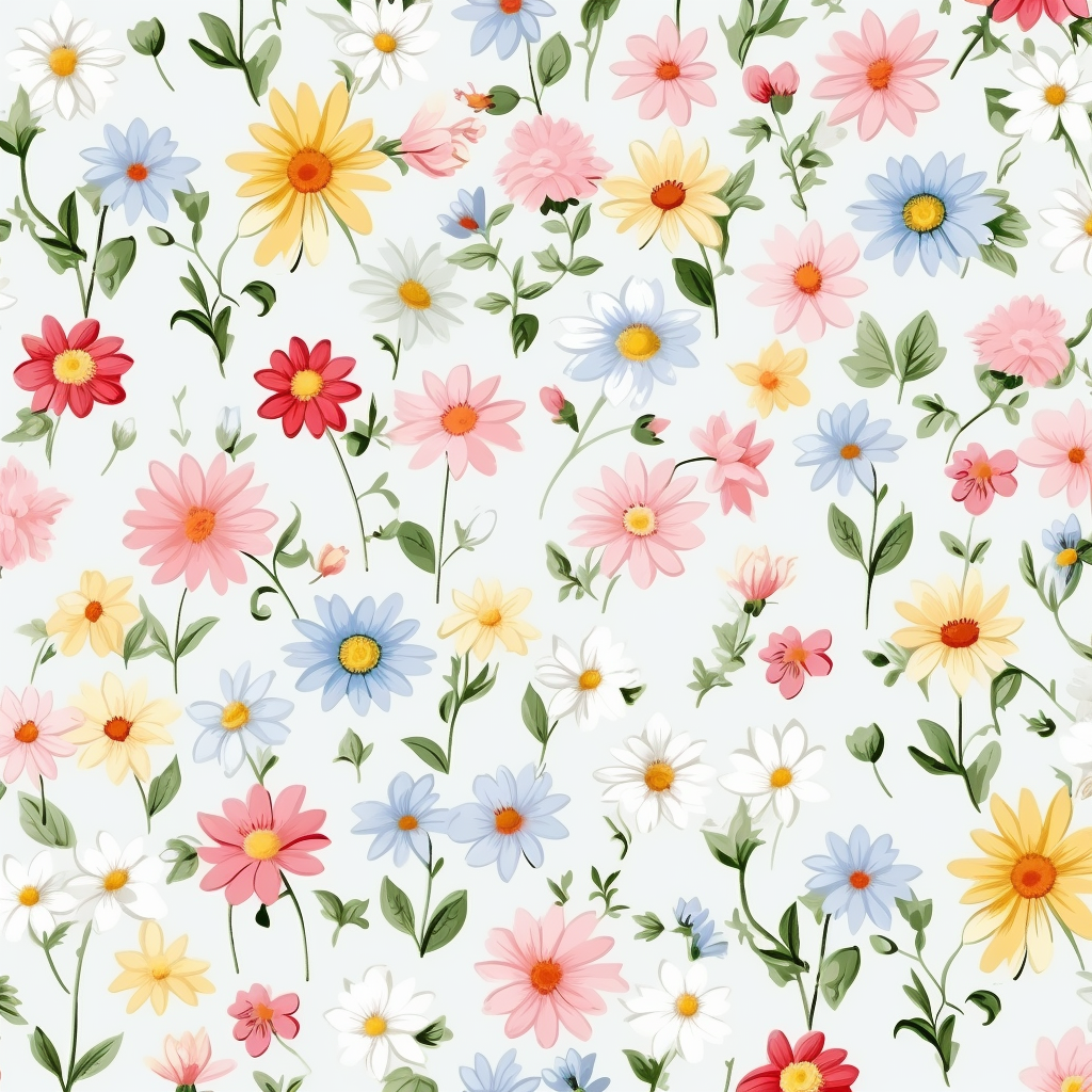 Floral Roses and Daisies Tile Pattern