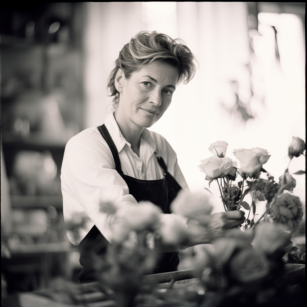 Talented florist working with flowers