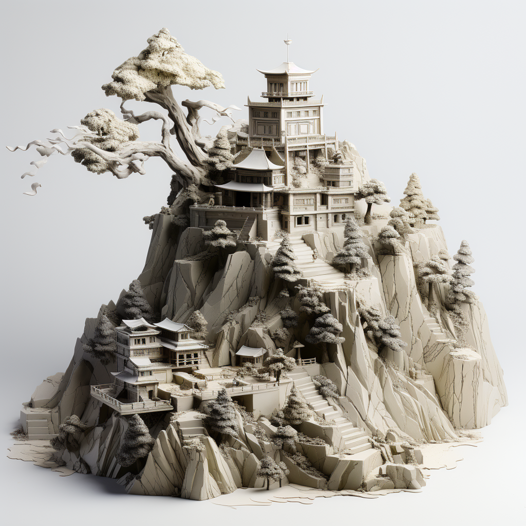 Architectural model made of folded paper