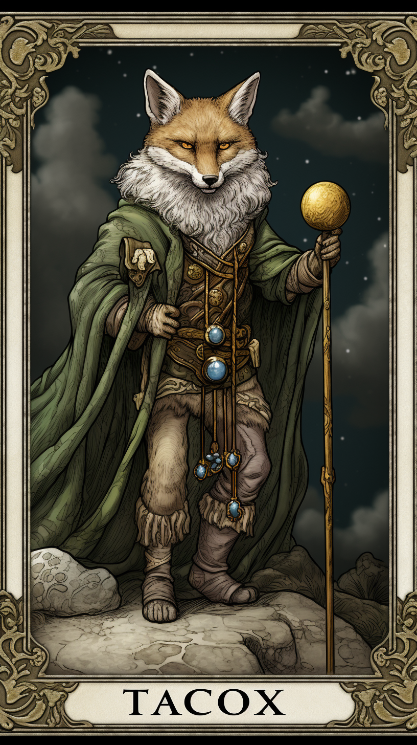 The Fool Tarot Card image with Magick Fox Person